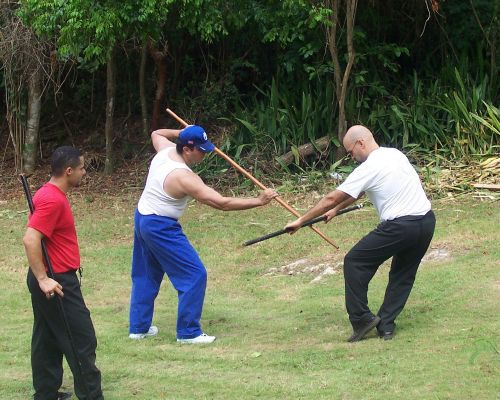 Kuk Sa Nim works on Staff vs Staff set