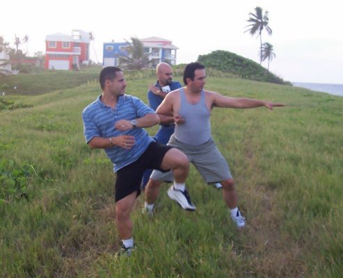 Working out at the beach