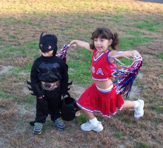 Little Batman and Cheerleader